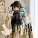 2020 Winter Cashmere Plaid Tassels Shawl Love Thick Braid Rainbow Plaid Color Matching Scarf women
