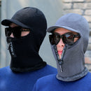 Hot Men Winter Knitted Hat With Zipper New Add Fur Lined Warm Brim Winter Hats For Men Keep Face Ear Warm Balaclava Cap