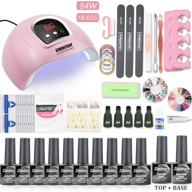 Maniküre-Set mit UV-LED-Nagellampe 120 W / 54 W Nagel-Set 30/20 Farben Gel-Nagellack-Kit-Sets Werkzeugset mit Nagelbohrmaschine