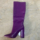2022 Winter Faux Leather Women Knee High Boots Pointed Toe Long Chunky Block Heels Shoes Size 41 42 43