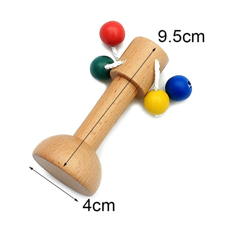 Montessori Neugeborenes Spielzeug Holzobjekt passende Übung Hand gegriffenes Spielzeug Eierbecher Würfel Box Baby Bett Glocke Rassel Stimmgeschenk