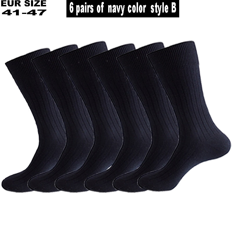 6 Pairs/Lot Large Size Men Socks Cotton Long Business Compression Harajuku Socks Winter Gentleman Sox Sokken Plus Size EU41-48