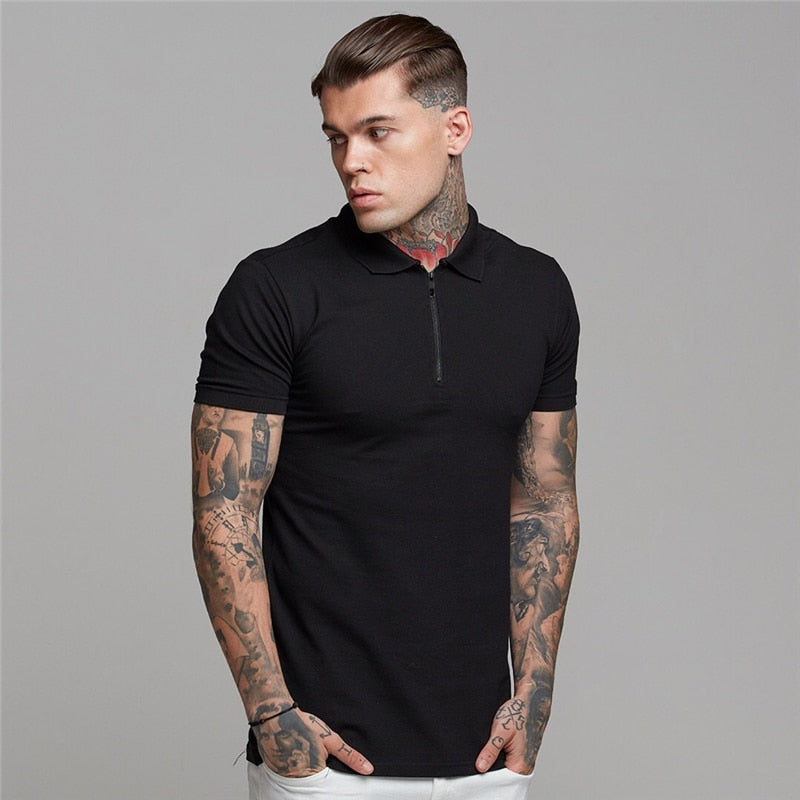 Mens Summer Solid Polo Shirt Short Sleeve Slim Fit Polos Fashion Streetwear Tops Men Cotton Fitness Sports Casual Golf Shirts