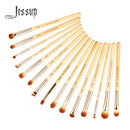 Jessup brushes 15pcs Bamboo makeup Brushes Delicate eye brochas maquillaje Professional Concealer Eyeshadow Eyeliner Beauty T137