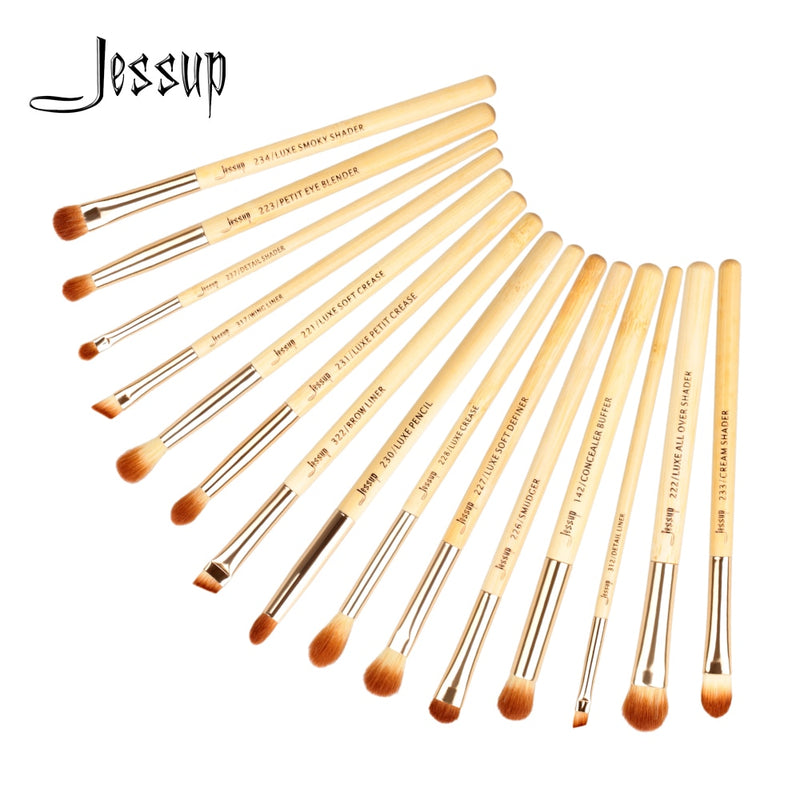Jessup brushes 15pcs Bamboo makeup Brushes Delicate eye brochas maquillaje Professional Concealer Eyeshadow Eyeliner Beauty T137