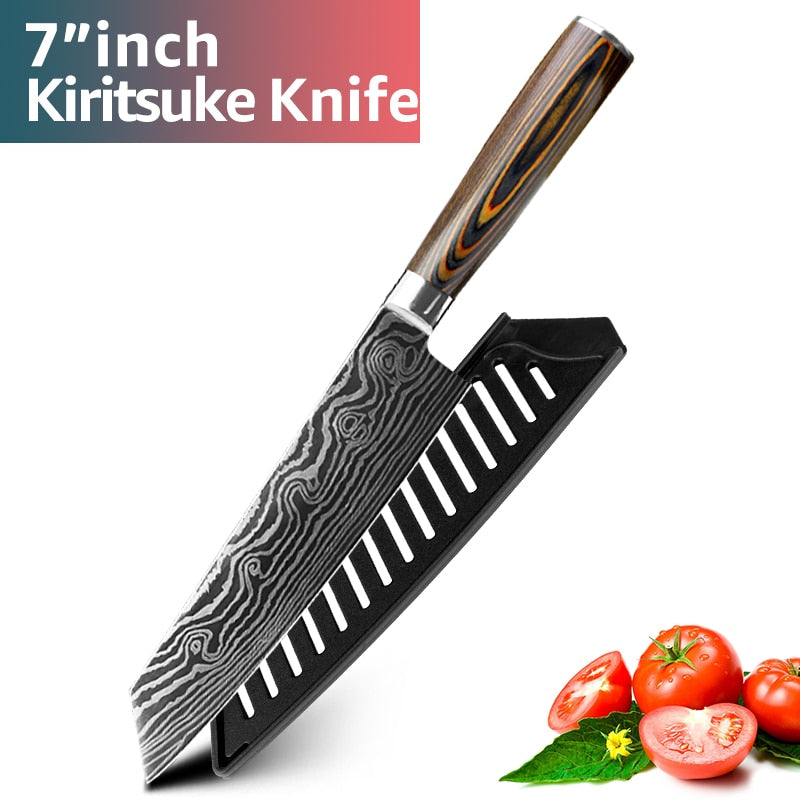 Kitchen Knives Set Stainless Steel 7CR17 Japanese Style Chef Knife Bread Meat Cleaver Paring Kitchen Knife Kitchen Accessories