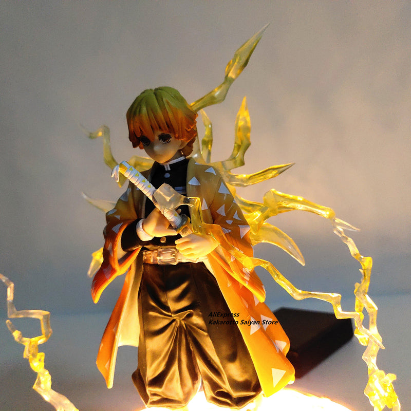 Demon Slayer Agatsuma Zenitsu PVC Action Figures Thunderclap and Flash Effect Anime Kimetsu no Yaiba Figurine Model Toys