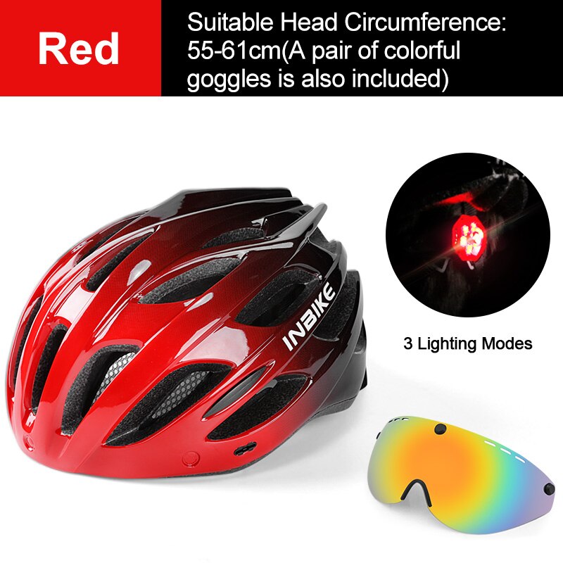 INBIKE Light Bicycle Helmet Safe Hat For Men Women Ultralight MTB Bike Helmet with Taillight Sport Riding Cycling Helmet IH19301