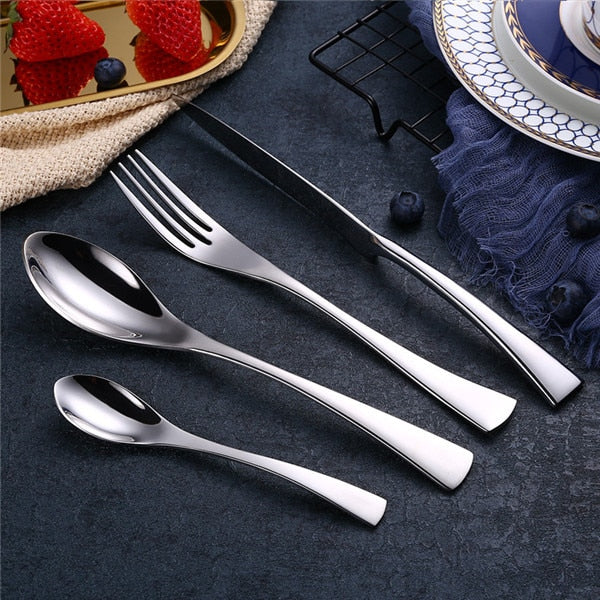 Gabeln Messer Löffel Schwarzes Besteckset Edelstahl Geschirr Geschirr Besteck Set Dinner Knife Fork Western Food Set