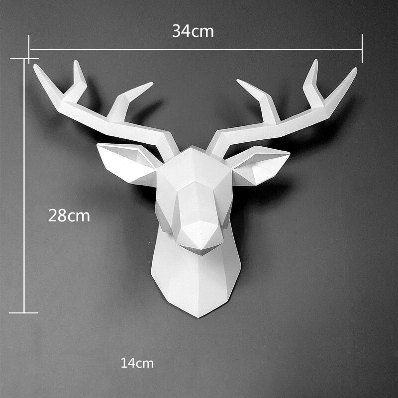 3D Animal Head Wall Hanging Decoration Animal Figurine Living Room Wall Decor Decorative Deer Sculpture Home Interior Decoration