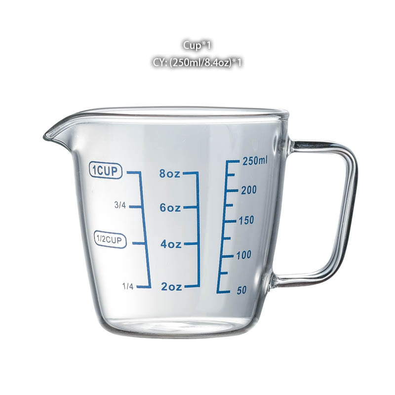 250/500ml Glass Measuring Cup Milk Jug Heat Resistant Glass Cup Measure Jug Creamer Scale Cup Tea Coffee Pitcher Microwave Safe