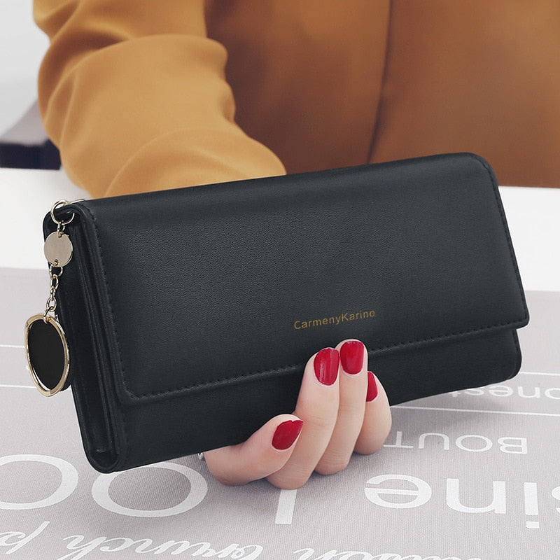 aliwood Brand Leather Women Wallets New Female Clutch Fashion Letter Long Tri-fold Wallet Purse Fresh Card Holder Cartera Mujer