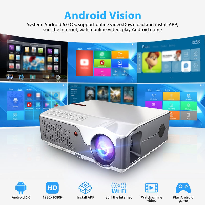 ThundeaL Full HD Native 1080P Projector TD96 TD96W Projetor LED Wireless WiFi Android Multi-Screen Beamer 3D Video 3D Proyector