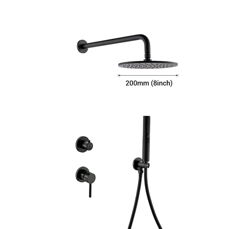 Bathroom Faucet Black Brass Built Installation Rain Shower Head Hand Sprayer With Seat Two-Function And Hot Cold Mixing Switch