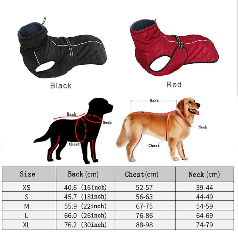 Dog Outdoor Jacket Waterproof Reflective Pet Coat Vest Winter Warm Cotton Dogs Clothing for Large Middle Dogs  Labrador