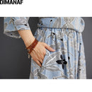 DIMANAF Plus Size Two Piece Set Suit Women Clothing Vinatge Print Elegant Lady Tops Shirt Linen Loose Pants Female Suit Summer