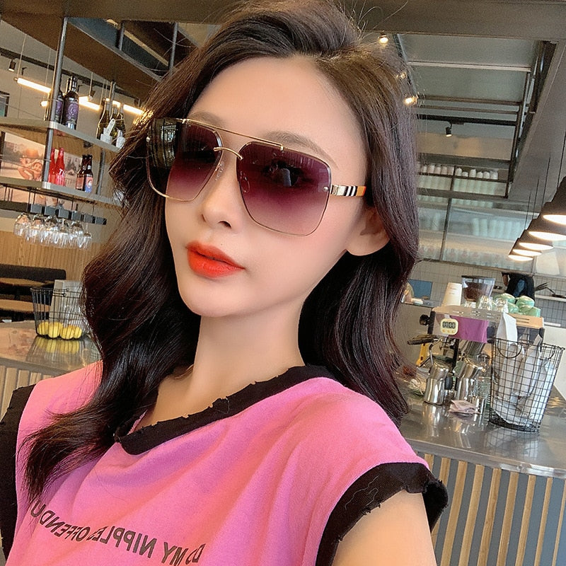 2021 New Fashion Sunglasses For Men Trend Retro Square Sunglasses Womens Personality Large Elegant Elite Glasses Luxury Gafas