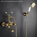 Luxury Crystal Handle Bathtub Gold Brass Faucet with Hand Shower Telephone Type Bath Faucets Sets Mixer Tap Wall Mounted EL8310G