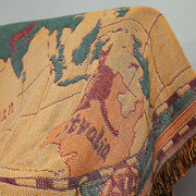 Weltkarte Baumwolle Bohemian Plaids Decke Multifunktionssofa Dekorative Klavierdecke Gobelin Cobertor Tassel Blanket