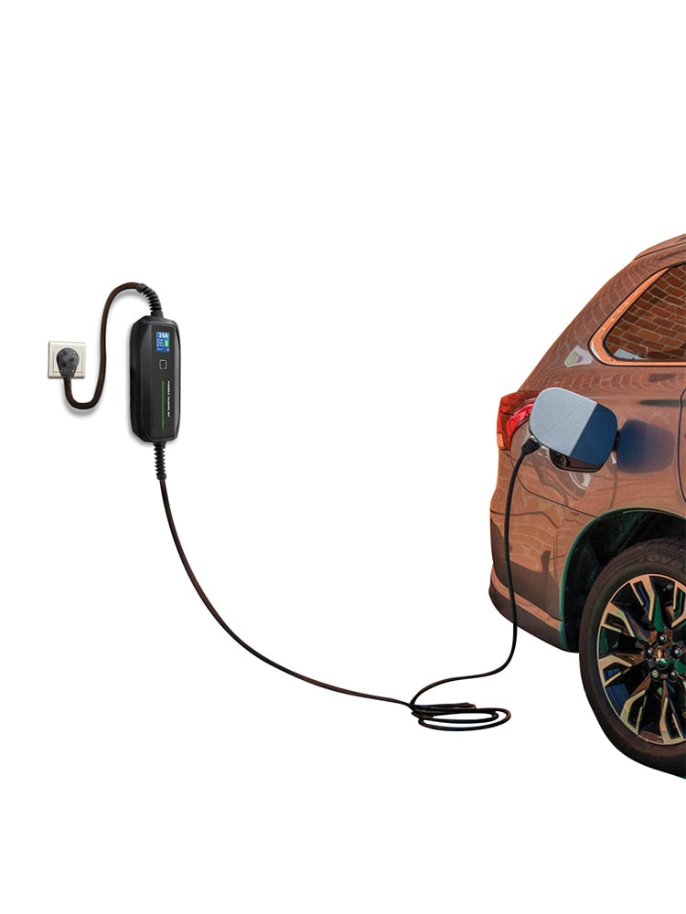 Morec EVSE Elektroauto Fahrzeug Typ 2 Tragbares EV-Ladegerät Ladebox Kabel 3,6 kW Umschaltbarer 10/16 A Schuko-Stecker mit 6 m Kabel