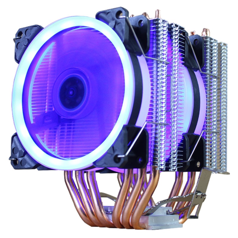 CPU-Kühler Hohe Qualität 6 Heatpipes Dual-Tower-Kühlung 9 cm RGB-Lüfter LED-Lüfterunterstützung 3 Lüfter 3-poliger CPU-Lüfter für AMD und Intel