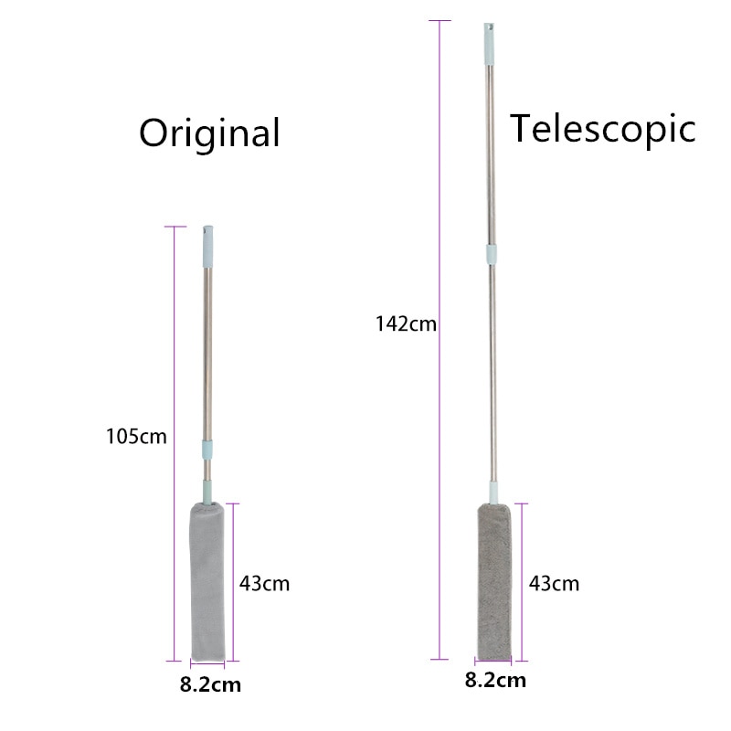 Cepillo telescópico para el polvo, limpieza del hogar, polvo de piel, mango largo Flexible, limpieza de la cama, fregona inferior, plumero de microfibra