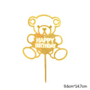 Happy Birthday Cake Topper Acrylic Gold Silver Cake Flag Cupcake Topper For Boy Girl Birthday Party Decorations Wedding Supplies