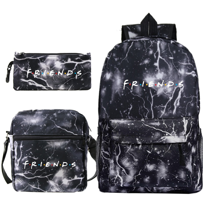 3 Pcs Set Friends Backpack Prints Knapsack for Teenagers Girls Boys Travel Bagpack Children School Bags