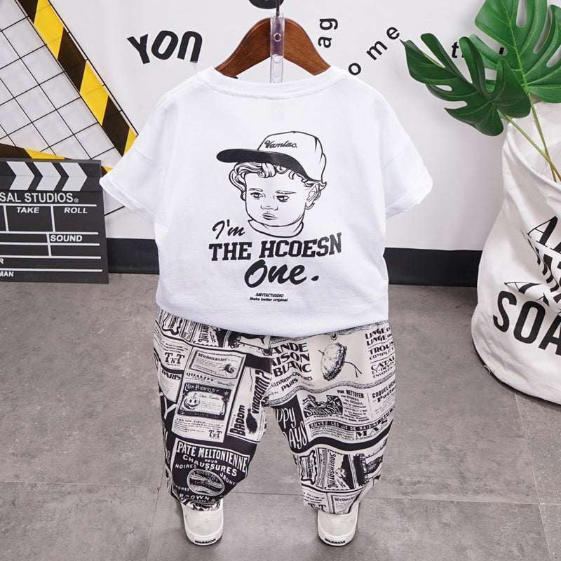 Kids Clothes Toddler Boys Clothing Set Children Summer Cartoon Kids sketch Tops Shorts Infantil Baby Suit 2-7years