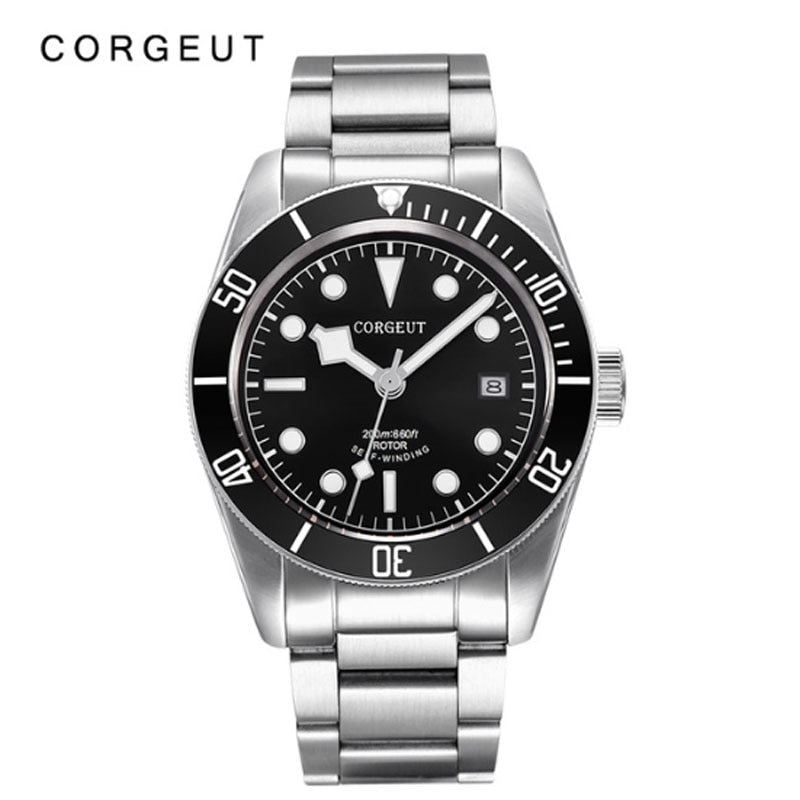 Corgeut Luxury Brand Black Dial Men NH35 Miyota Automatic Mechanical Watch Military Sport Swim Steel Mechanical Wrist Watches