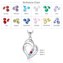 JewelOra Personalized Name Necklace with 3 Birthstones Engravable Jewelry Customized Pendant Necklaces for Women Gifts for Mom