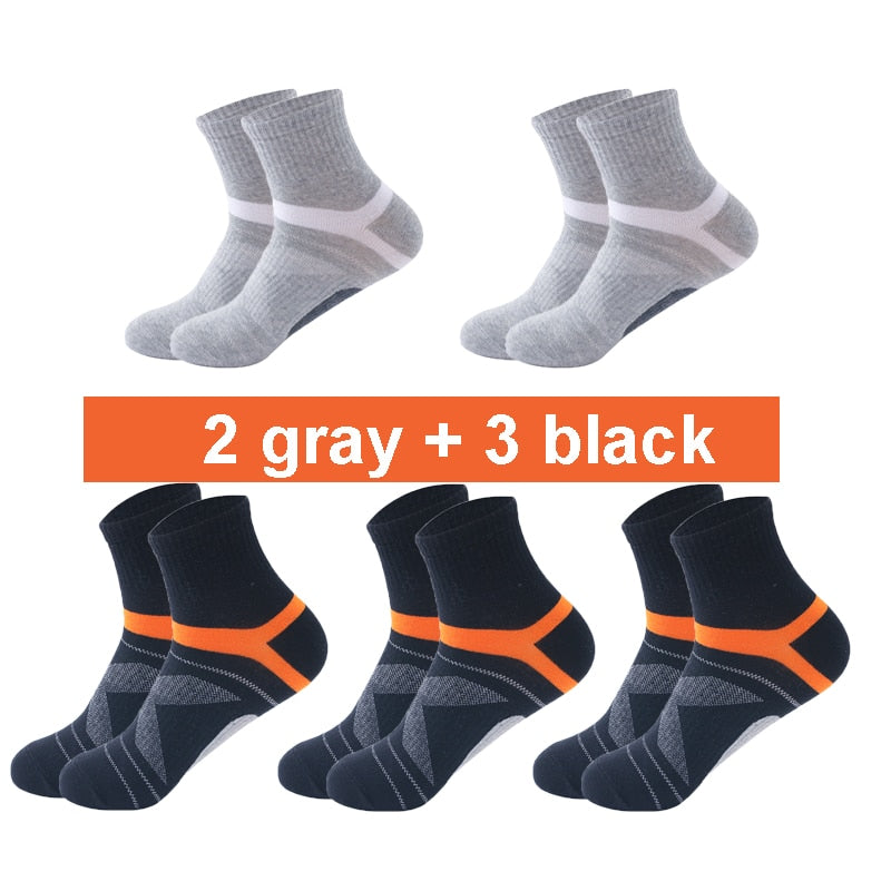 10 Uds = 5 pares de calcetines de algodón de alta calidad para hombre, calcetines deportivos transpirables informales para correr en invierno, calcetines deportivos a rayas EUR38-48