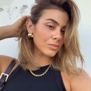 Titanium With 18K Gold Geo Wide Statement Drop Earrings Punk Party Gown Runway T show Gothic  Rare  Korean Japan INS Boho Top