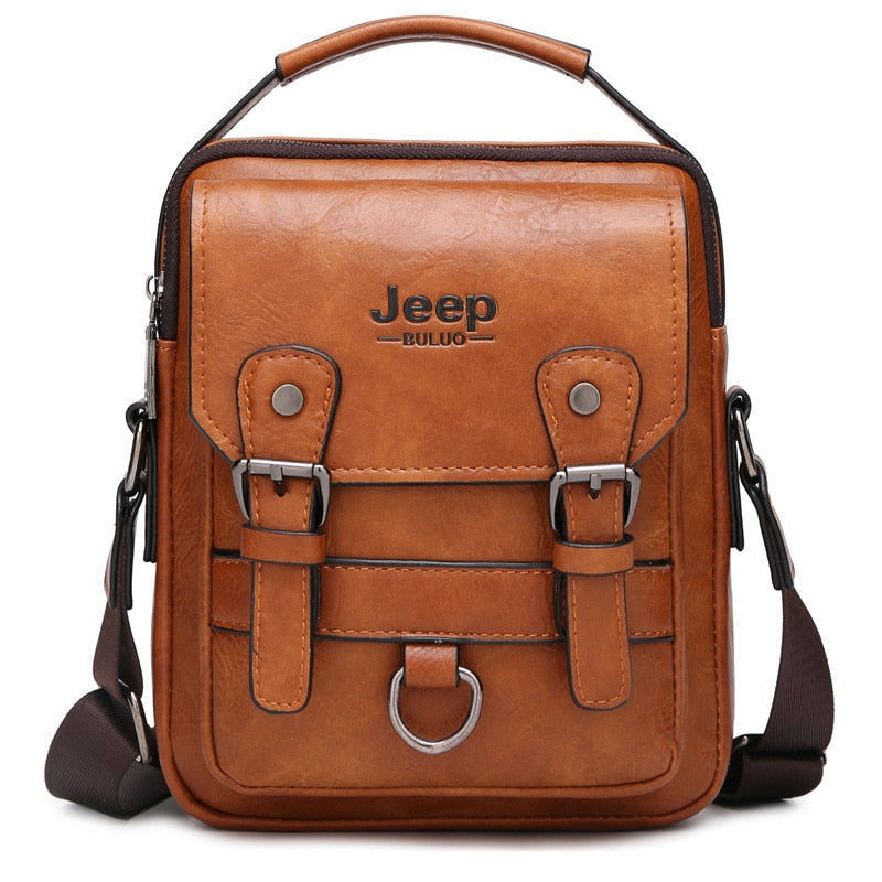 JEEP BULUO, bolsos de negocios multifunción, bolso de hombro para hombre nuevo, bandolera de cuero de gran capacidad, bandolera de marca grande