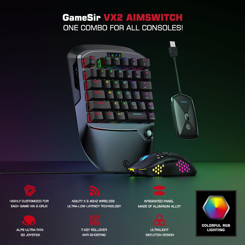 GameSir VX2 AimSwitch Keyboard Mouse and Adapter Set for Xbox Series X, PlayStation 4, PS4, Nintendo Switch Video Game Console