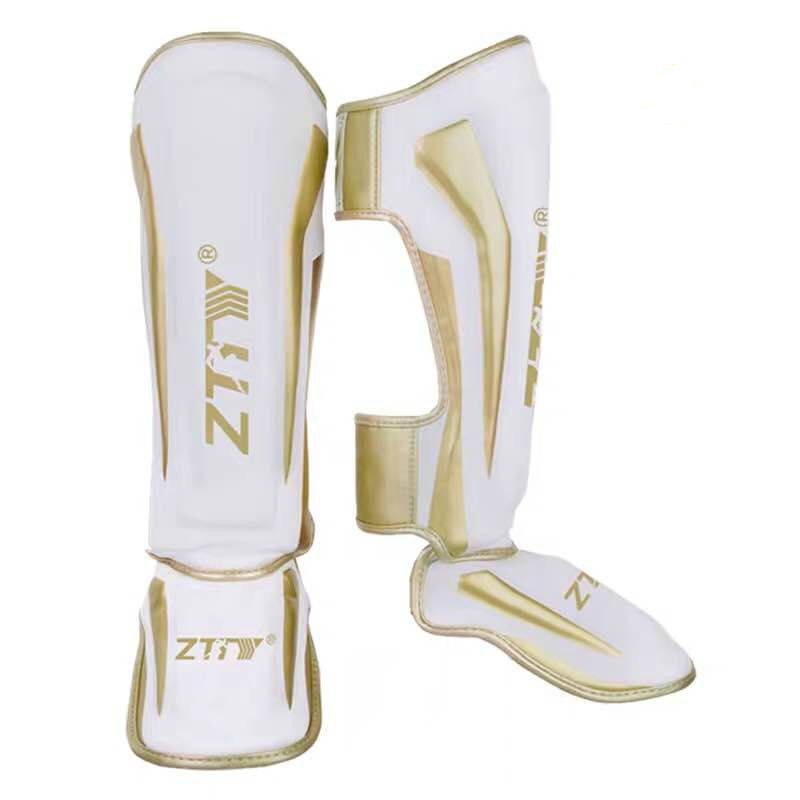 ZTTY, espinilleras de boxeo más gruesas, mallas de protección de cuero PU, equipo de artes marciales, Muay Thai, pierna, Taekwondo, protectores de tobillo