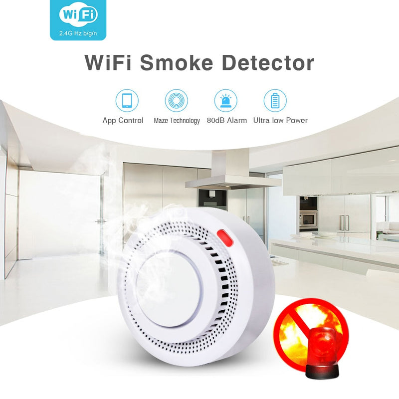AVATTO Smart WiFi Smoke Detector,Fire Alarm Temperature Detector Sensor  Home Security System work with Tuya Smart Life APP