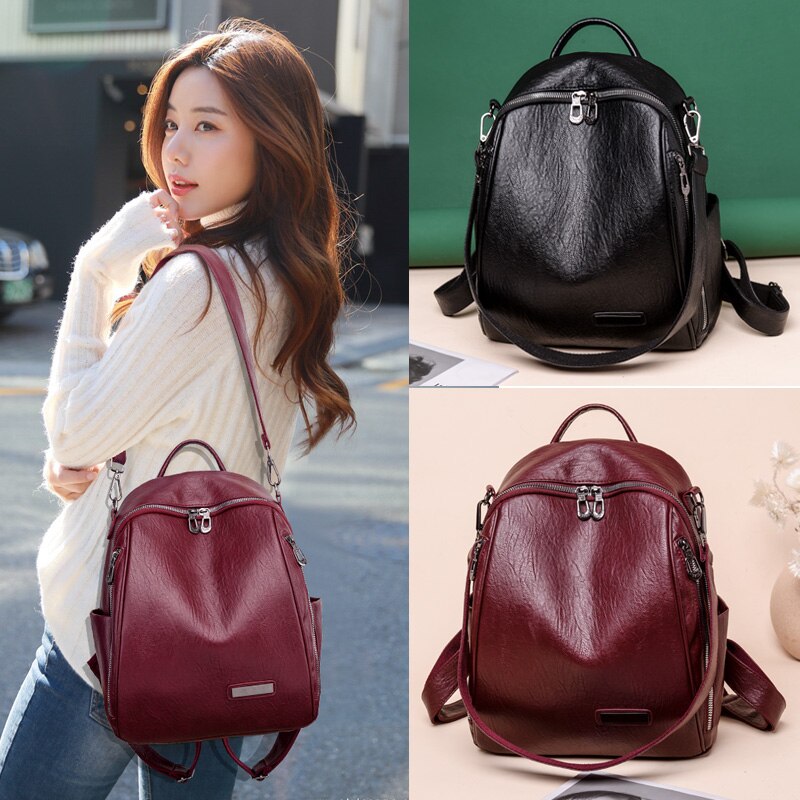 2021 Hot High Quality Leather Backpacks Women High Capacity Travel Backpack School Bags for Teenage Girls Shoulder Bags Mochilas