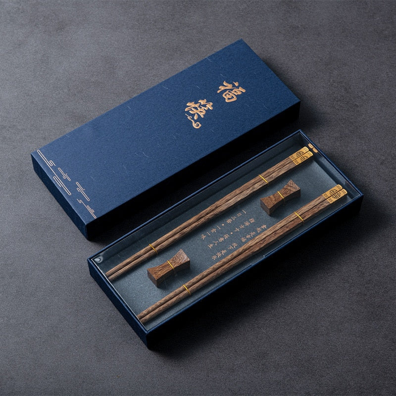 High Quality Premium Natural Red SandalWood Chopsticks Gift Box Packaging Household Cutlery Tableware Set Chinese Chopsticks