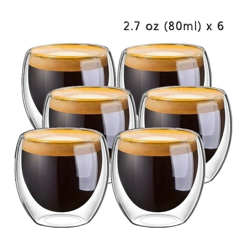 80/250/350/450ml Heat-resistant Double Wall Glass Cup Beer Coffee Cups Handmade Healthy Drink Mug Tea Mugs Transparent Drinkware