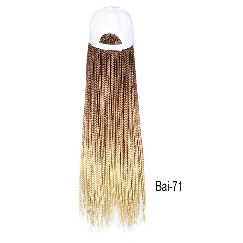 Box Braids Baseball Cap Wig 24inch Long Synthetic Braid Wigs Hat with Braiding Hair Extensions For Black Women Adjustable Size