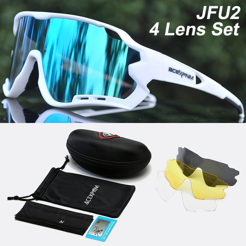 ACEXPNM, gafas polarizadas para bicicleta de montaña, gafas para deportes al aire libre, gafas para ciclismo UV400, 4 lentes, gafas para ciclismo, gafas de sol para hombres y mujeres