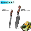 Kitchen Knife 1-9pcs Chef Knives 7CR17 440C High Carbon Stainless Steel Damascus Drawing Gyuto Cleaver Set Slicer Santoku Knife