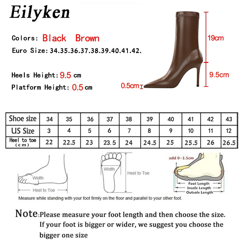 Eilyken 2023 Spring High Quality Soft PU Leather Boots Women Pointed Toe Pumps Heels Fashion Ladies Party Shoes Size 34-40