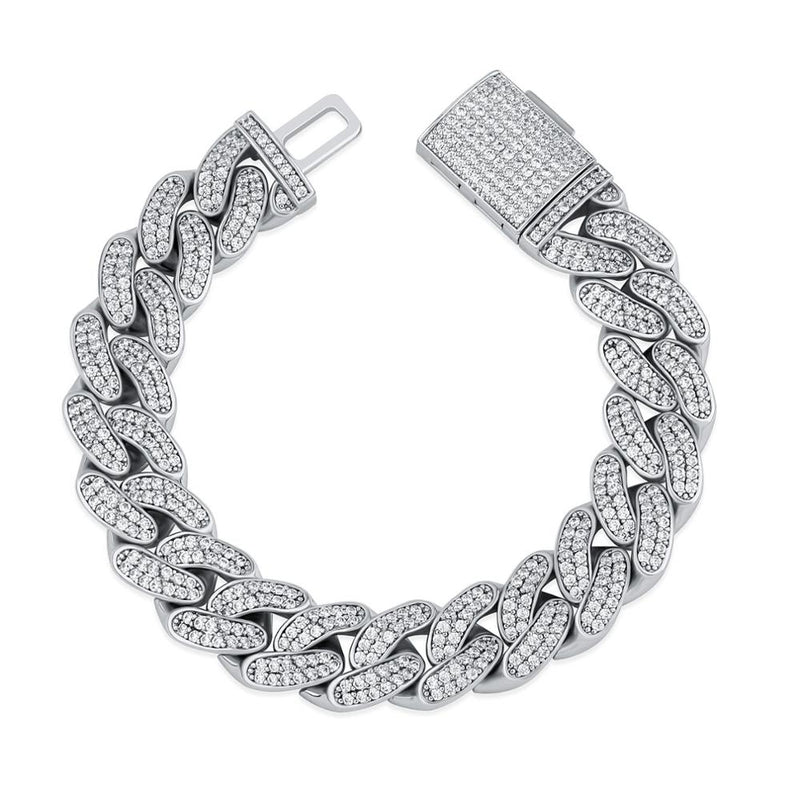 TOPGRILLZ 12 MM/14 MM kubanisches Kettenarmband mit Kastenverschluss, vergoldet, mit Mikropave, Iced Out, Zirkonia, Hip-Hop-Schmuck für Geschenk