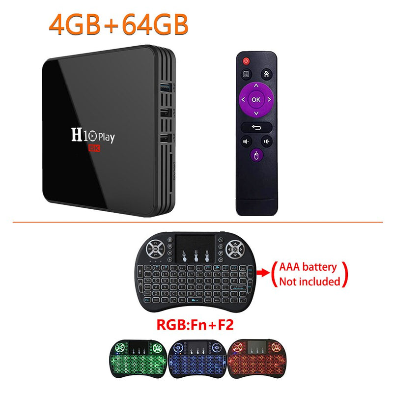 Android 9.0 TV Box, AllwinnerH6 Quad-Core, 6K HD Soporte de reproductor multimedia en varios idiomas WiFi de 2,4 GHz