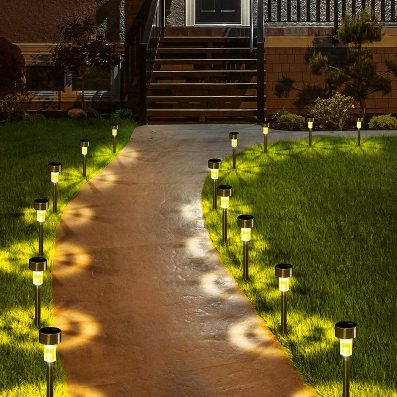 Lámpara solar LED blanca fría / blanca cálida Luces de camino alimentadas por energía solar para exteriores Luz de paisaje para césped / patio / patio / pasarela / entrada