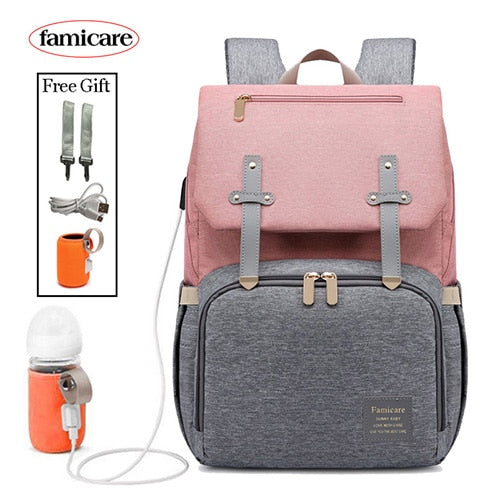 Nueva bolsa de pañales para mamá, mochila para cochecito de bebé, carga USB, impermeable, Oxford, bolso de mano para mujer, mochila de viaje para pañales de lactancia de maternidad