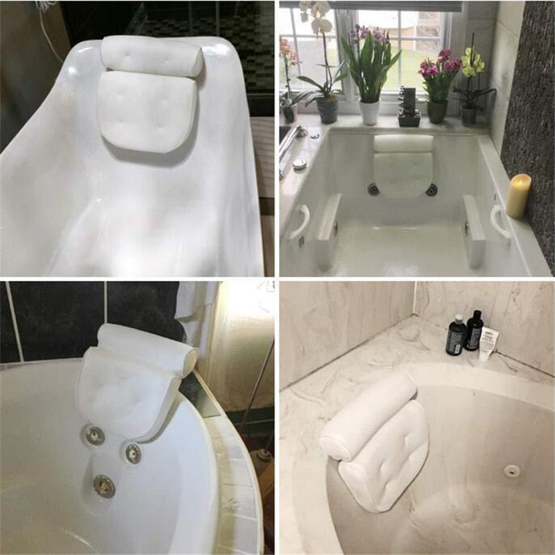 Almohada de baño antideslizante para SPA con ventosas para bañera, soporte para la espalda y el cuello, almohadas para reposacabezas, cojín grueso para el hogar, accesorio para jacuzzi