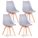 EGOONM Set of 4 Modern Dining Chair Inspired Solid Wood Plastic Padded Seat w/ Cushion Retro Style Kitchen Chair for Dining Room